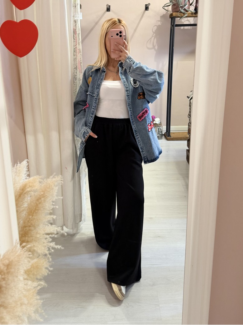 Giacca di jeans con topolino e minnie