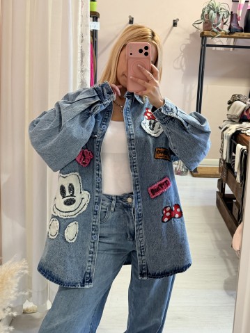Giacca di jeans con topolino e minnie