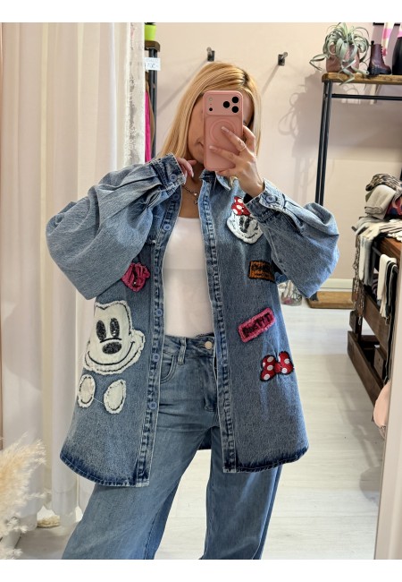 Giacca di jeans con topolino e minnie