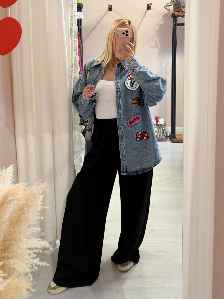 Giacca di jeans con topolino e minnie