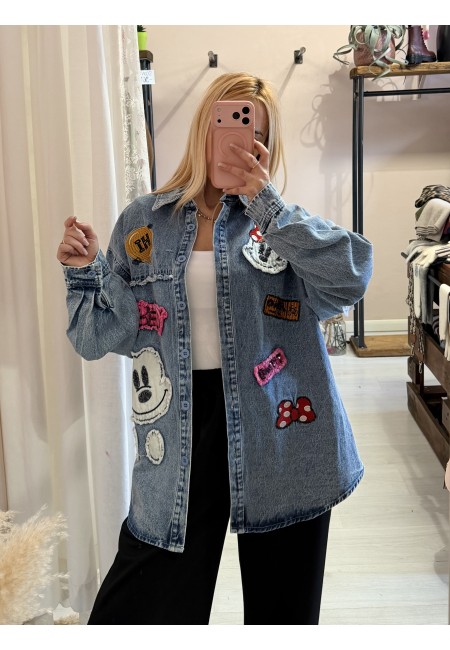 Giacca di jeans con topolino e minnie