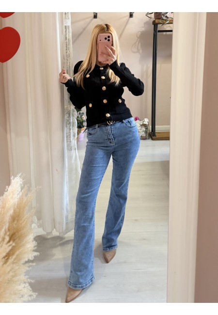 Maglia GLAMOUR bottoni dorati nera