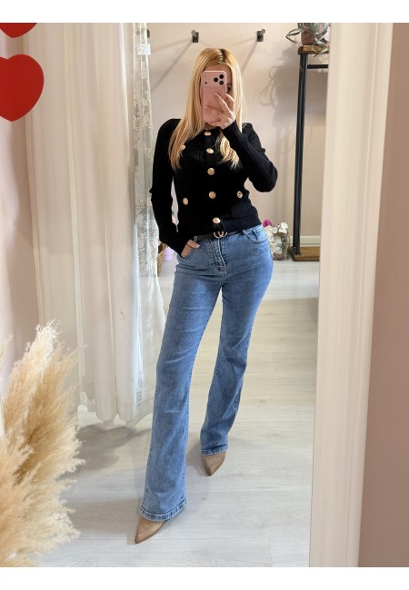 Maglia GLAMOUR bottoni dorati nera