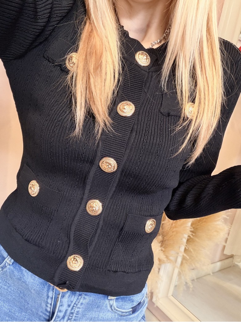 Maglia GLAMOUR bottoni dorati nera