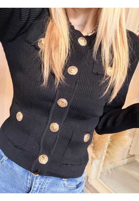 Maglia GLAMOUR bottoni dorati nera