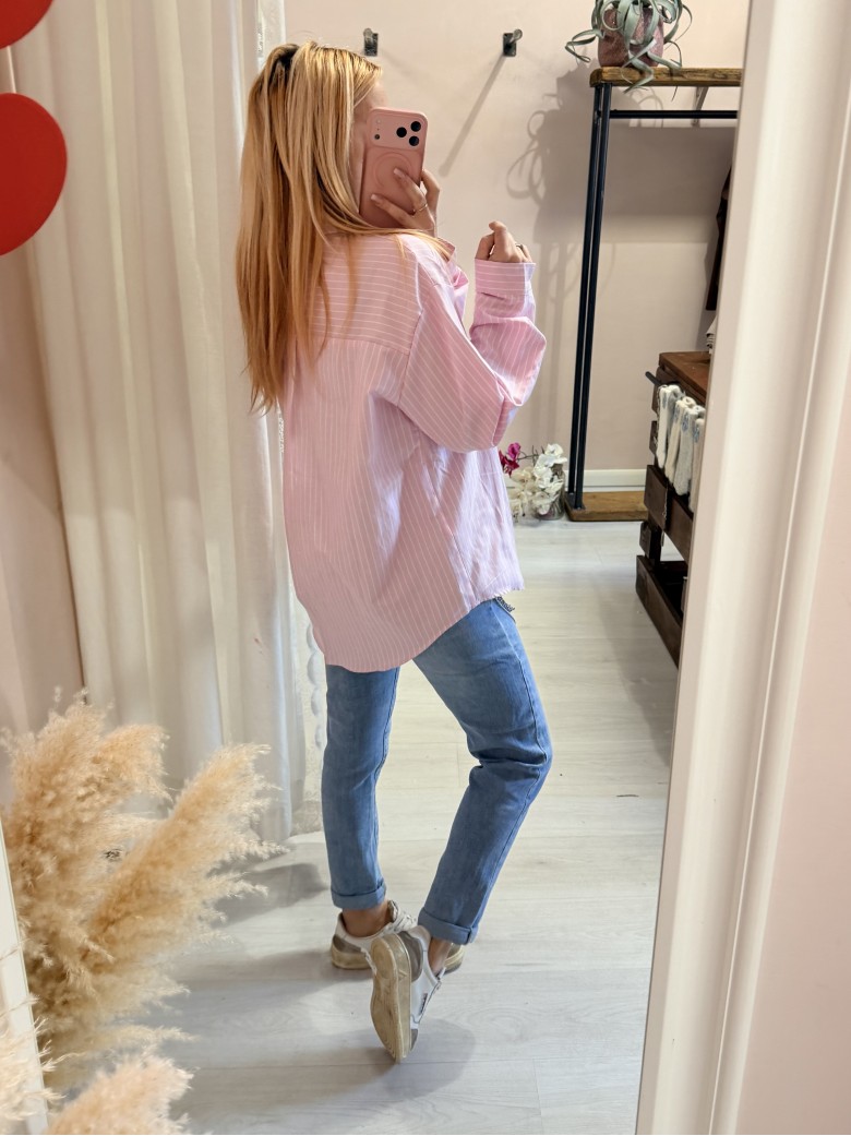 Camicia a righe ROSA con cuoricino rosso