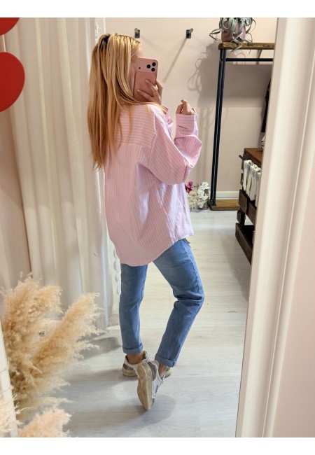 Camicia a righe ROSA con cuoricino rosso