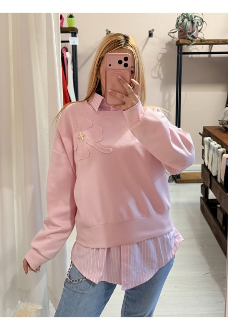 Camicia a righe ROSA con cuoricino rosso