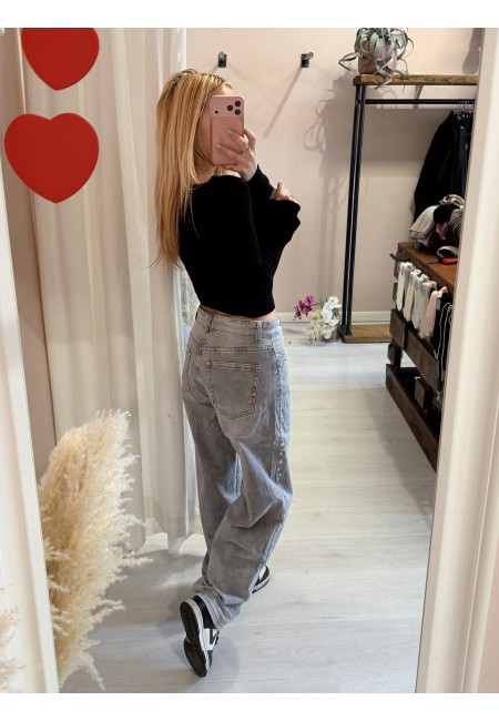 Jeans balloon grigi con borchiette