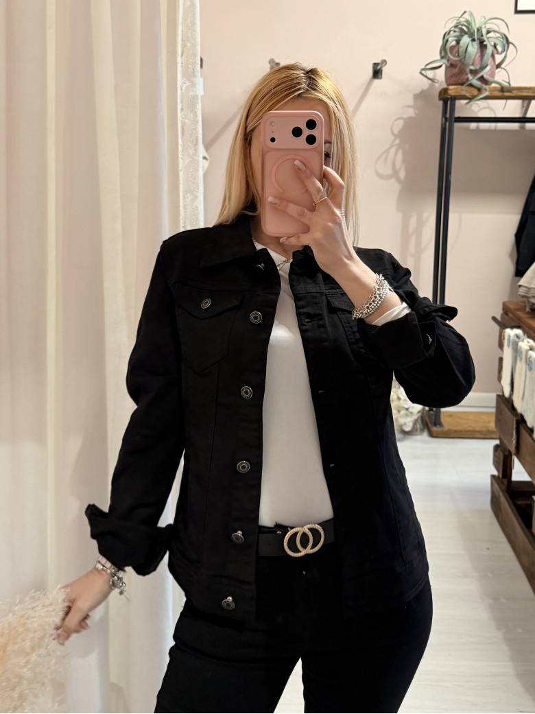 Giubbotto di jeans NERO