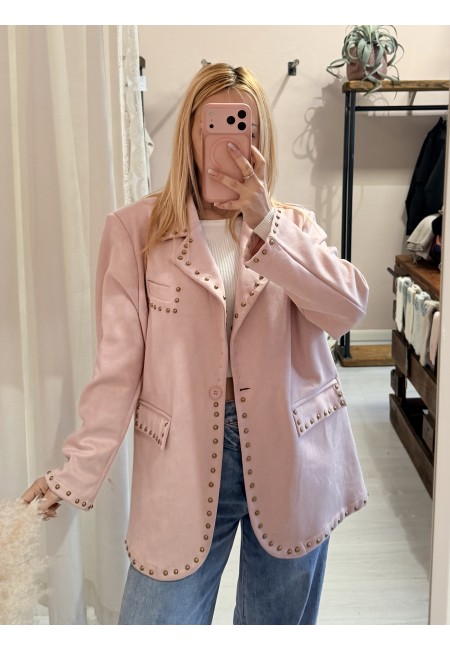 Giacca camoscino ROSA con borchiette
