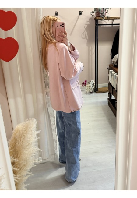 Giacca camoscino ROSA con borchiette