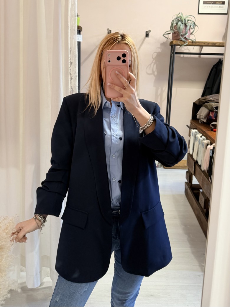 Blazer manica arricciata blu
