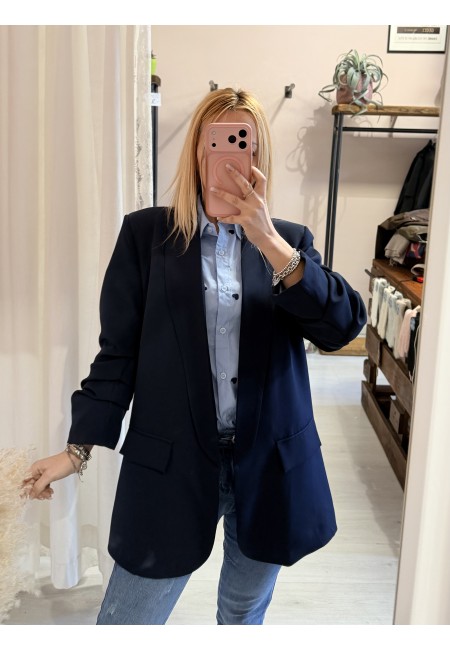 Blazer manica arricciata blu