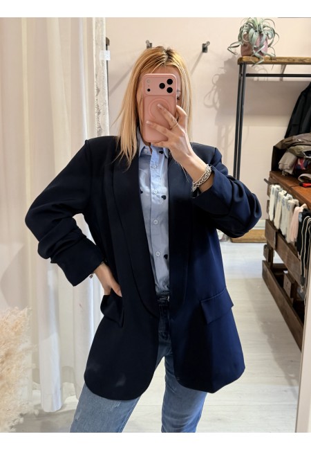 Blazer manica arricciata blu