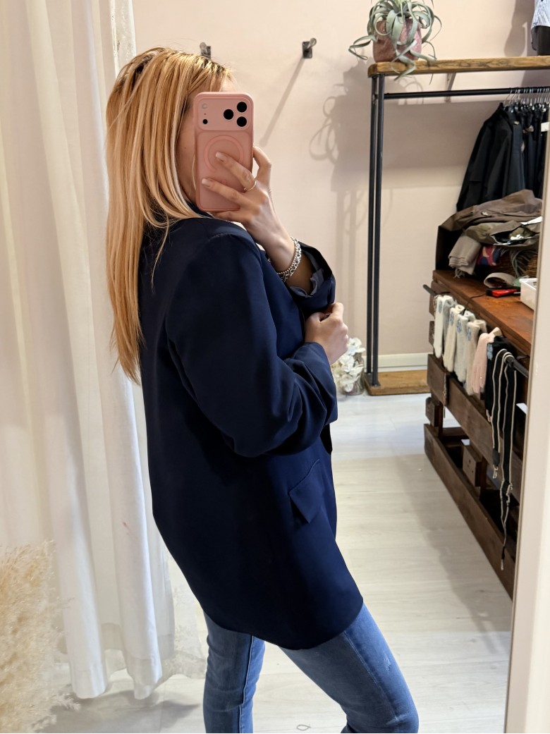Blazer manica arricciata blu