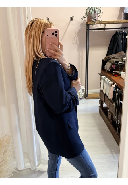 Blazer manica arricciata blu