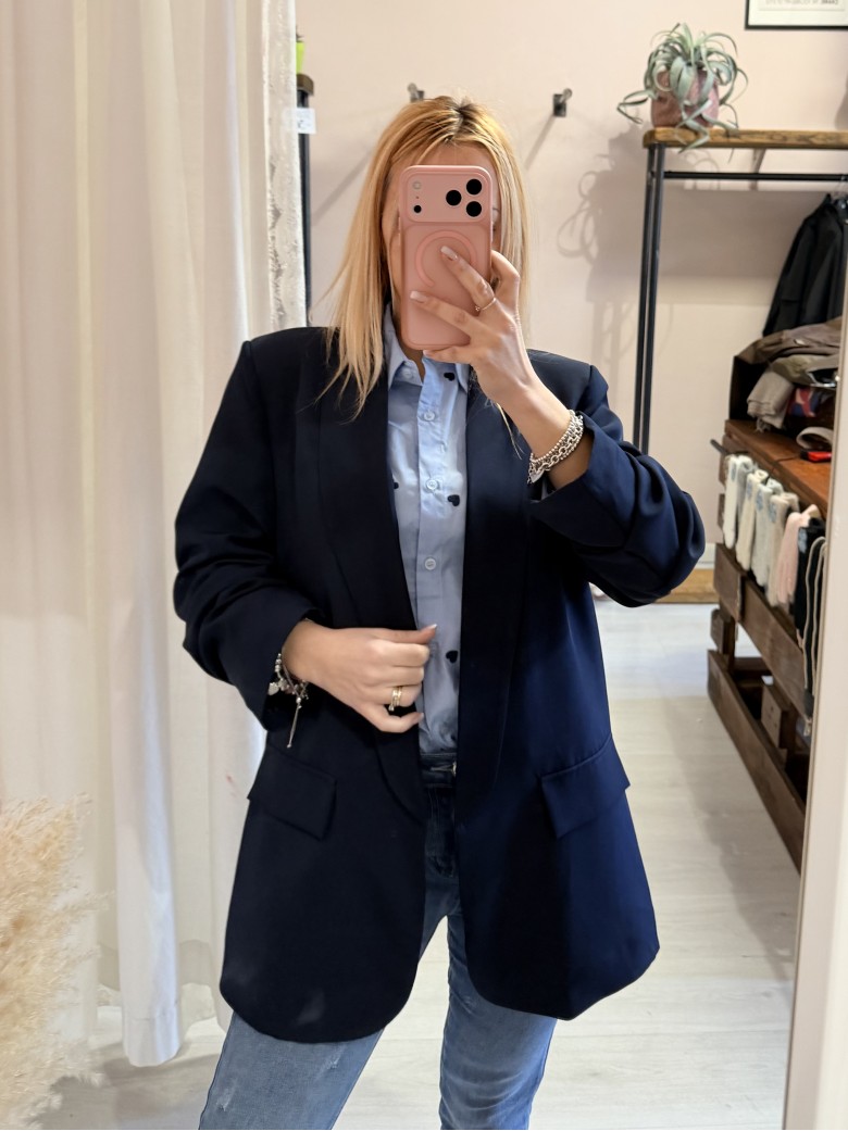 Blazer manica arricciata blu