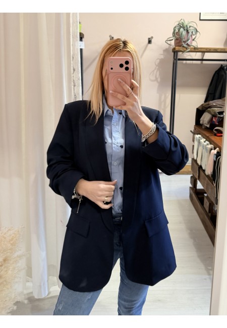 Blazer manica arricciata blu