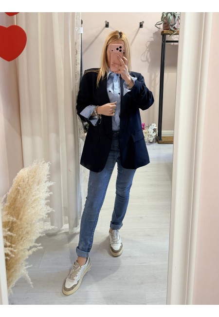 Blazer manica arricciata blu