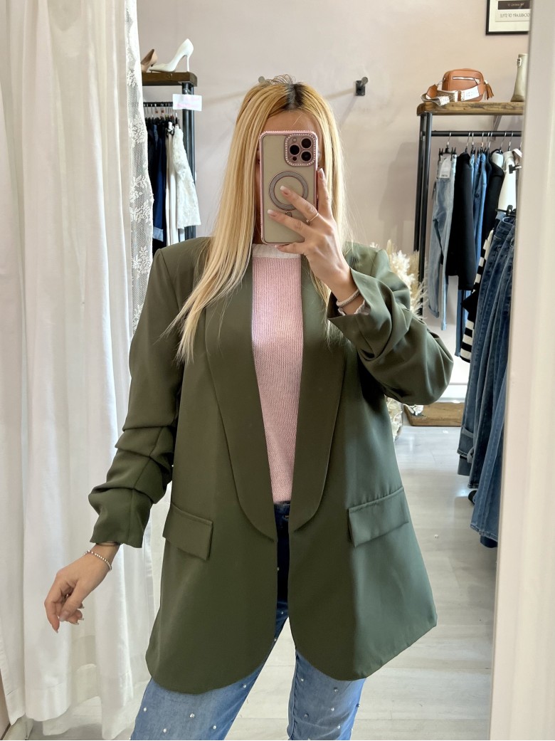 Blazer manica arricciata verde militare