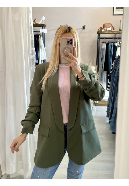 Blazer manica arricciata verde militare