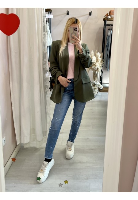 Blazer manica arricciata verde militare