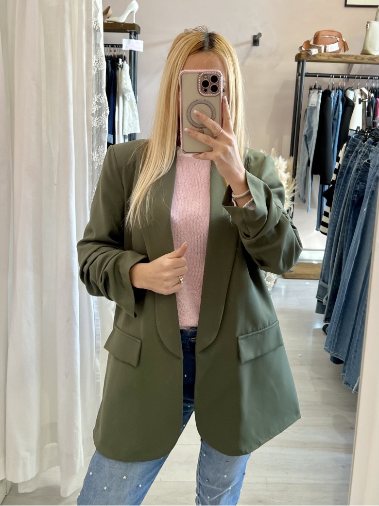 Blazer manica arricciata verde militare