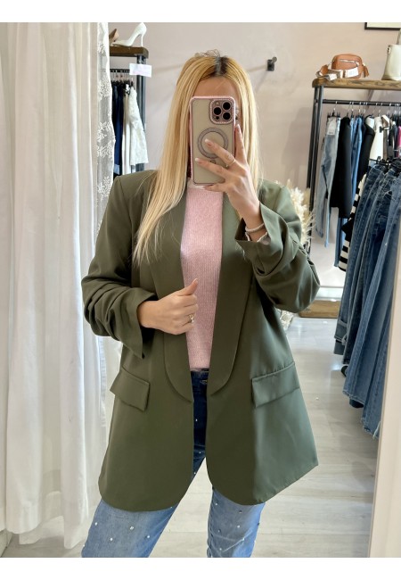 Blazer manica arricciata verde militare