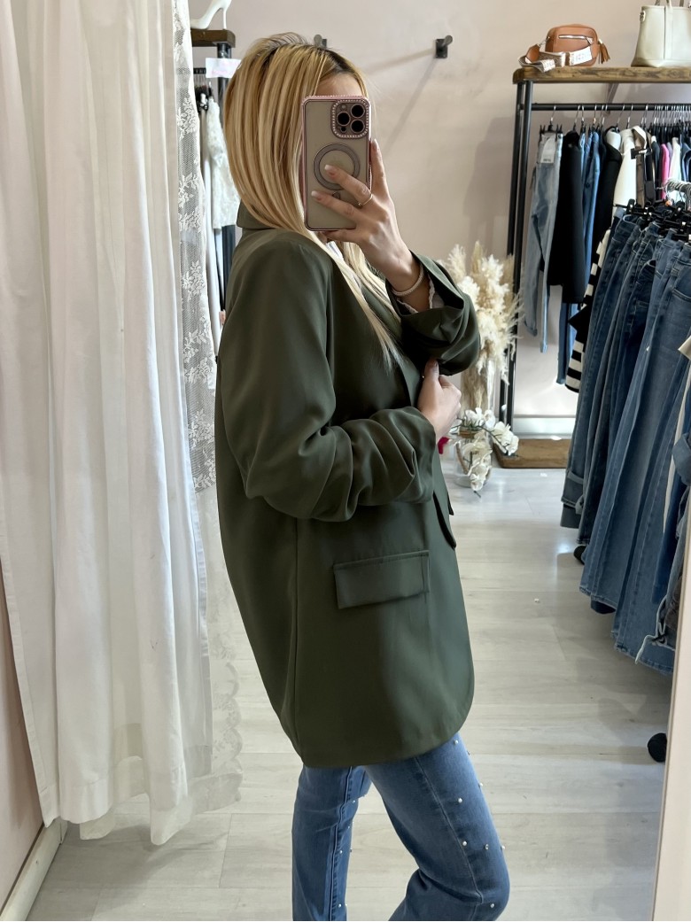 Blazer manica arricciata verde militare