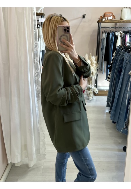 Blazer manica arricciata verde militare