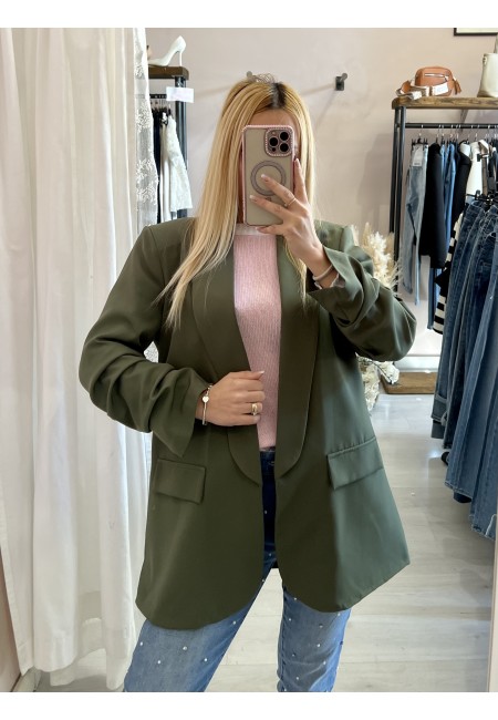 Blazer manica arricciata verde militare
