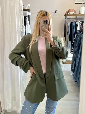 Blazer manica arricciata verde militare