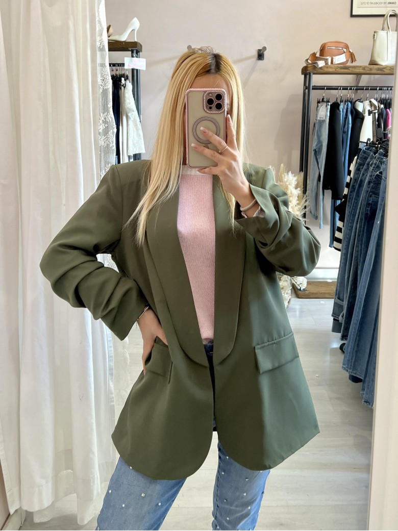Blazer manica arricciata verde militare