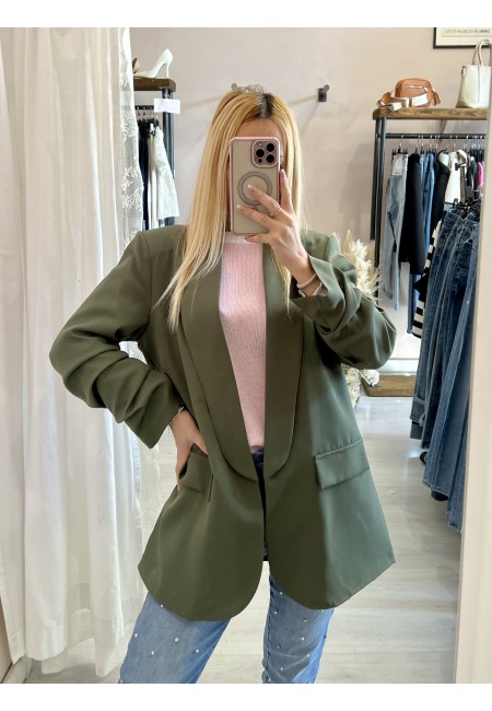 Blazer manica arricciata verde militare