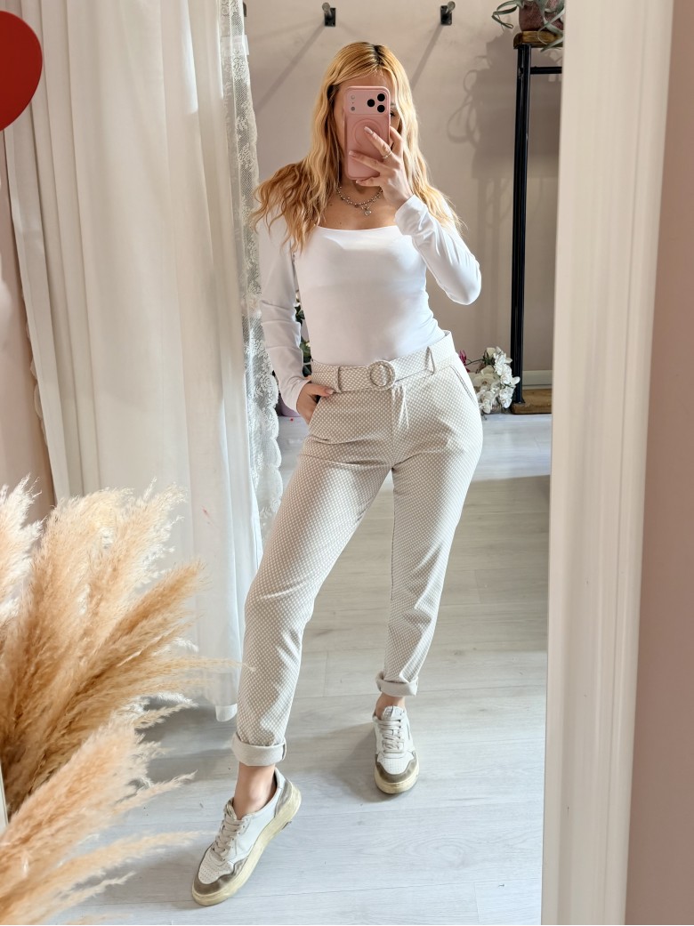 Pantaloni ICHI bianchi e beige