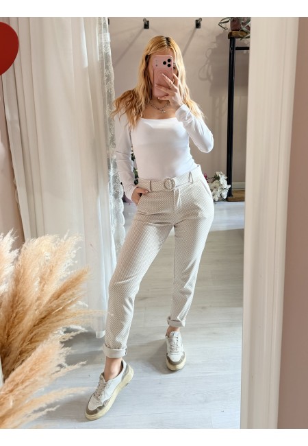 Pantaloni ICHI bianchi e beige