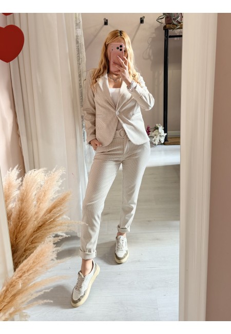 Pantaloni ICHI bianchi e beige