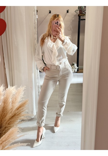 Pantaloni ICHI bianchi e beige