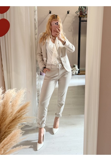 Pantaloni ICHI bianchi e beige