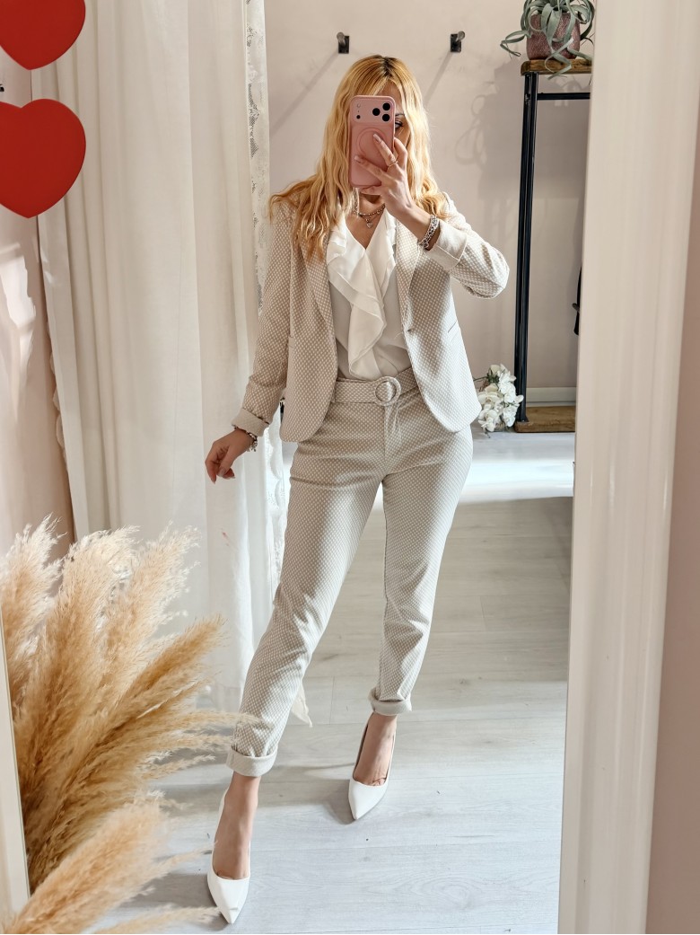 Pantaloni ICHI bianchi e beige