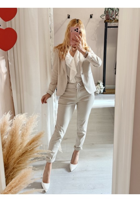 Pantaloni ICHI bianchi e beige