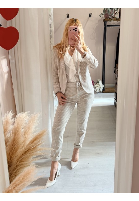 Pantaloni ICHI bianchi e beige