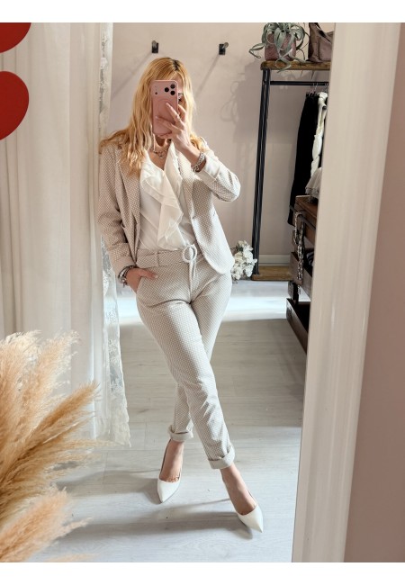 Pantaloni ICHI bianchi e beige