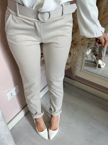 Pantaloni ICHI bianchi e beige