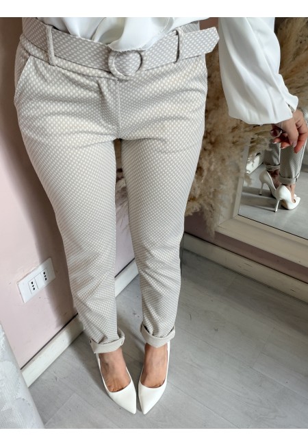Pantaloni ICHI bianchi e beige