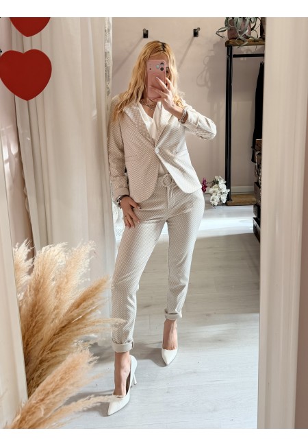 Pantaloni ICHI bianchi e beige