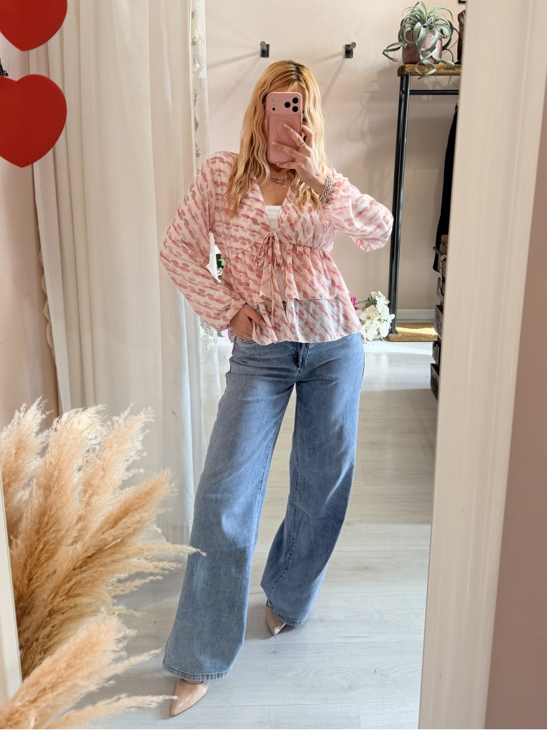 Camicetta blusa laccini sul rosa