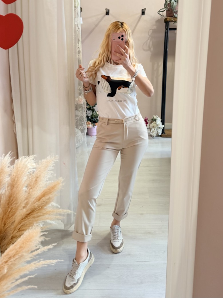 Pantaloni a sigaretta beige