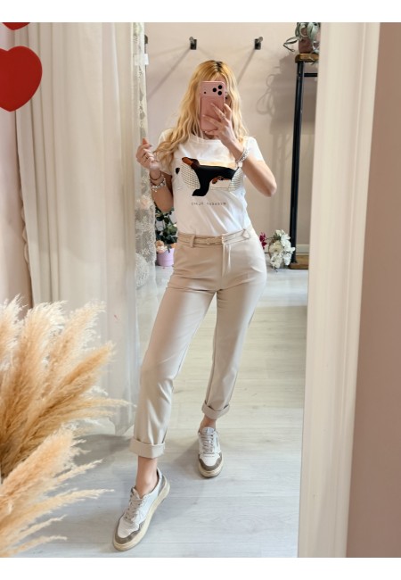 Pantaloni a sigaretta beige